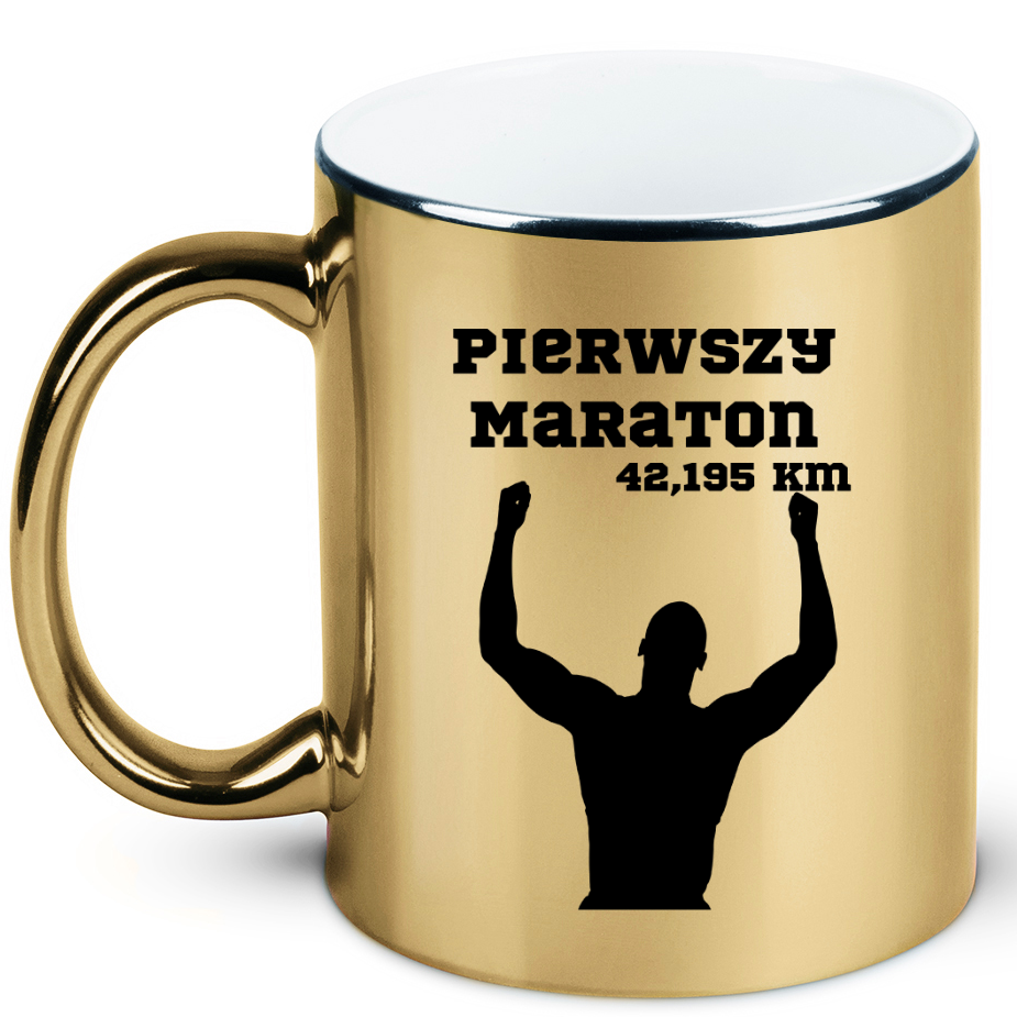 Kubek złoty – pamiątka po pierwszym maratonie + imię i czas – bieganie #10