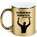 Kubek złoty – pamiątka po pierwszym maratonie + imię i czas – bieganie #10