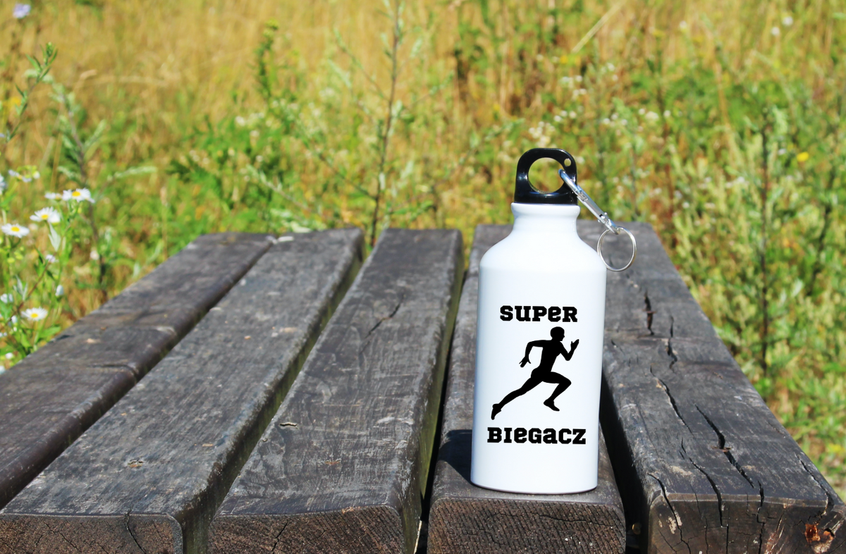 Bidon biały 400 ml dla biegacza – nadruk "Super Biegacz" – bieganie #7