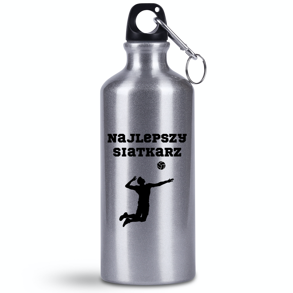Butelka srebrna 500 ml z nadrukiem "Najlepszy Siatkarz" – siatkówka #6