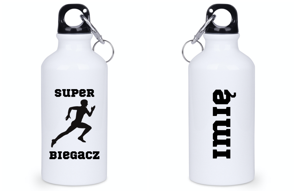 Bidon biały 400 ml dla biegacza – nadruk "Super Biegacz" – bieganie #7