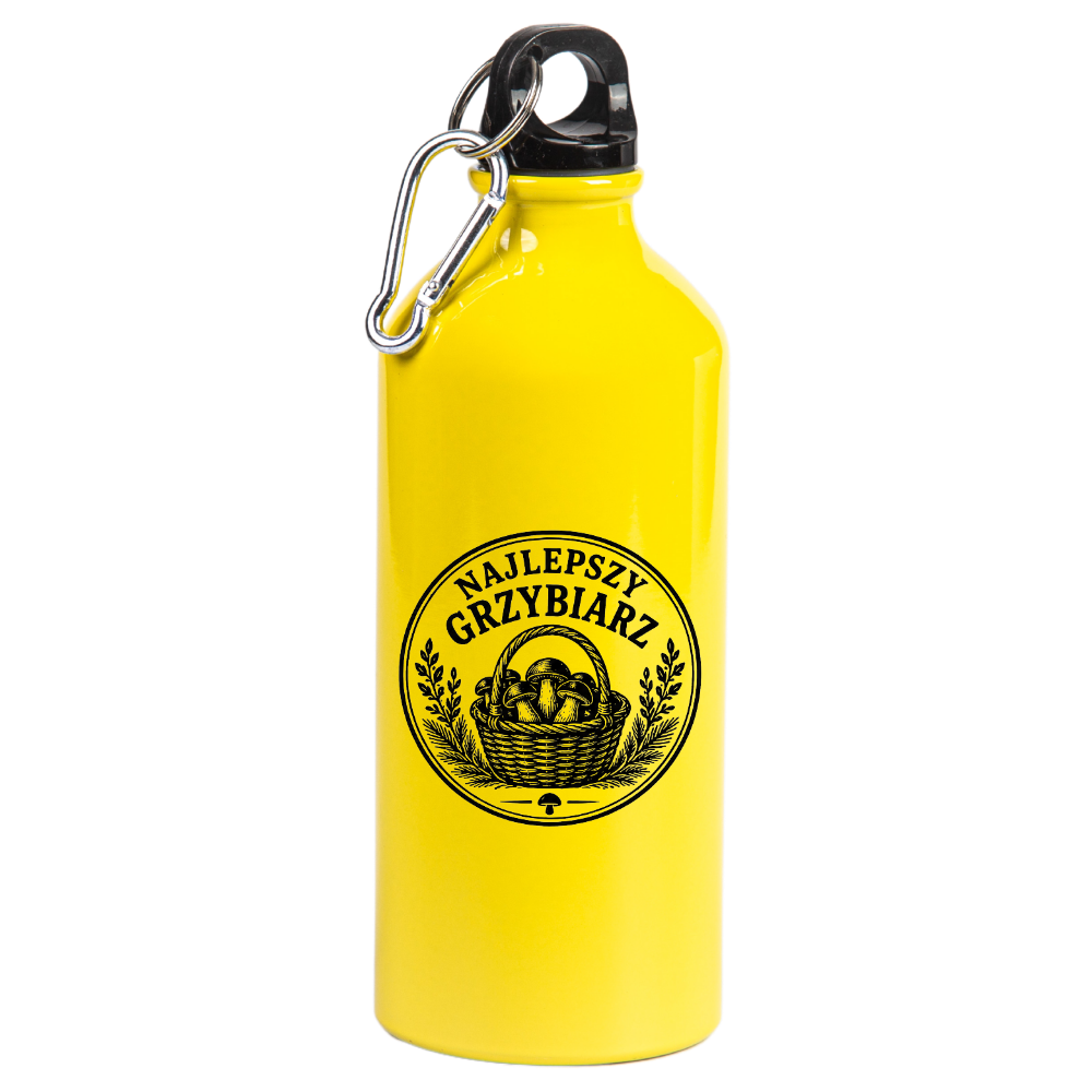 Butelka żółta 600 ml z nadrukiem „Najlepszy Grzybiarz” – na grzyby #2
