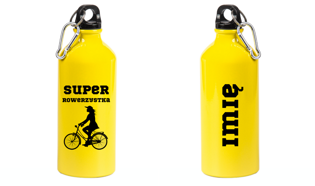 Bidon żółty 600 ml z nadrukiem "Super Rowerzystka" - dla rowerzystki #7