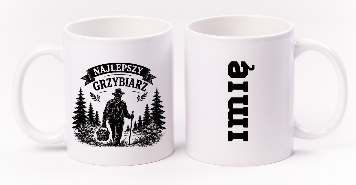 Kubek biały z nadrukiem „Najlepszy Grzybiarz” – grzyby #4