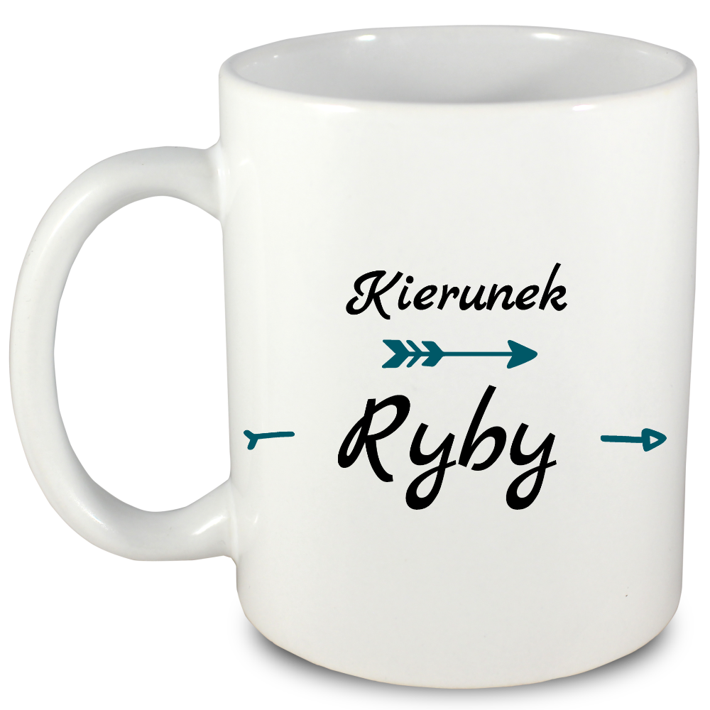 Kubek biały z nadrukiem: "Kierunek Ryby" - wędkarstwo #4