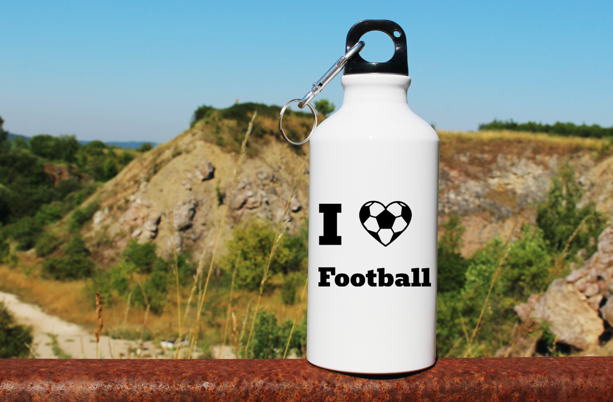 Bidon biały 400 ml dla kibica piłki nożnej z napisem "I LOVE FOOTBALL" #12