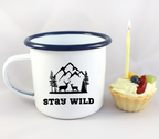 Kubek emaliowany biały z nadrukiem „Stay Wild” – przygoda, przyroda #8