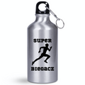 Butelka srebrna 400 ml z nadrukiem "Super Biegacz" – bieganie #7