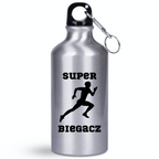 Butelka srebrna 400 ml z nadrukiem "Super Biegacz" – bieganie #7