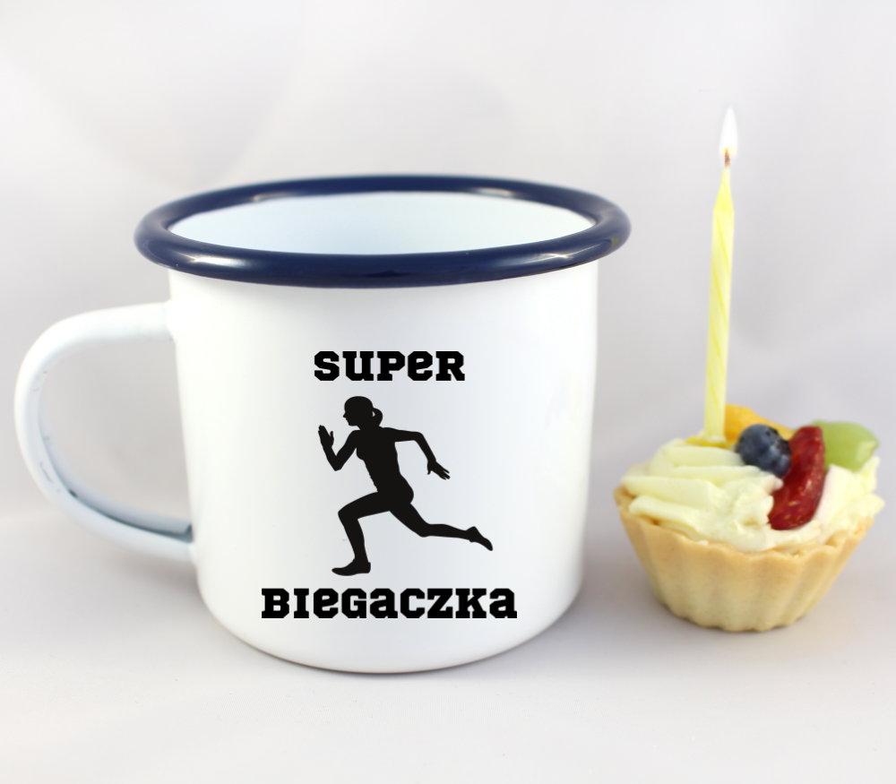 Kubek emaliowany dla biegaczki – z nadrukiem "Super Biegaczka" – bieganie #8