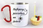Kubek biały z czerwonym karabińczykiem i nadrukiem „Najlepszy pszczelarz na świecie” – pszczelarstwo #5