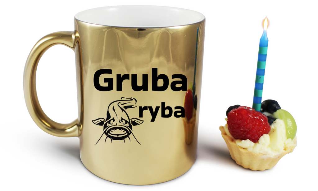 Kubek złoty z nadrukiem "Gruba ryba" – wędkarstwo #5