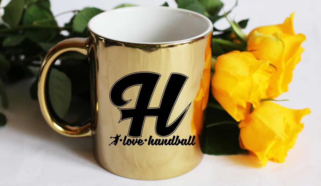 Kubek złoty z literą "H" oraz napisem "I LOVE HANDBALL" #2