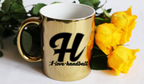 Kubek złoty z literą "H" oraz napisem "I LOVE HANDBALL" #2