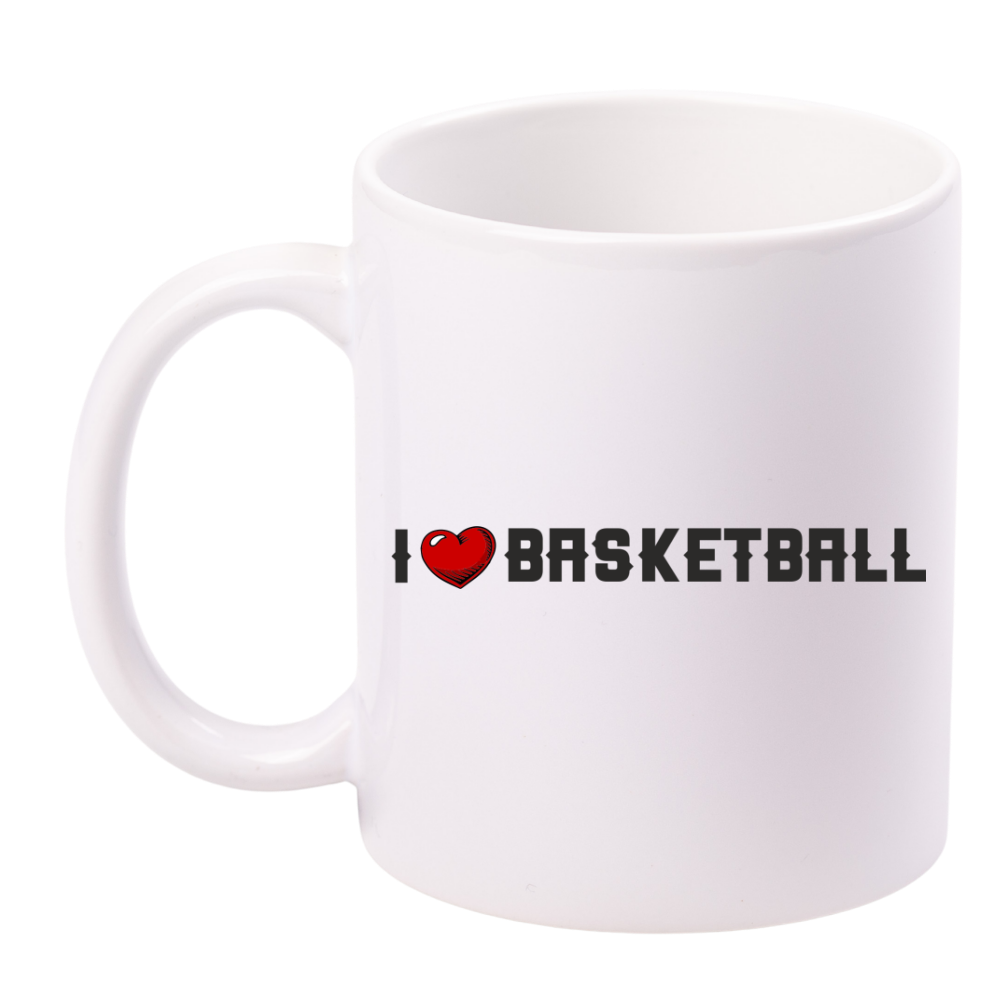 Kubek biały z nadrukiem "I LOVE BASKETBALL" - koszykówka #3