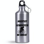 Bidon srebrny 500 ml na rower z nadrukiem "Najlepszy rowerzysta na świecie" – dla rowerzysty #7