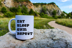 Kubek biały z nadrukiem "Eat Sleep Gym Repeat" – na prezent, siłownia #6
