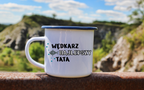Kubek emaliowany biały z nadrukiem "Tata najlepszy wędkarz" - na dzień ojca, dla taty #10