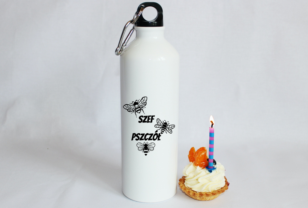 Bidon biały 800 ml z nadrukiem „Szef pszczół” – pszczelarstwo #3