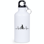 Butelka biała 400 ml z grafiką rowerowe EKG, linia życia - dla rowerzystki #2