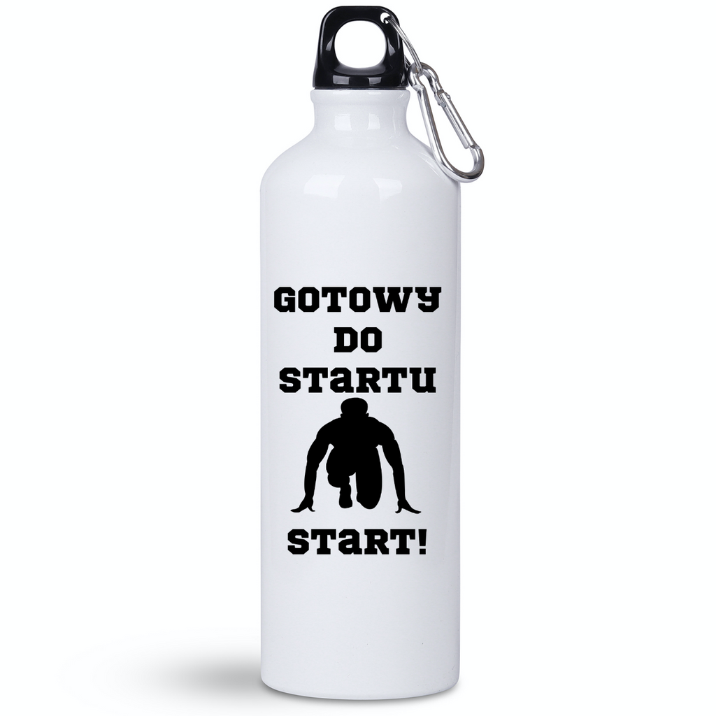 Bidon męski biały 800 ml z nadrukiem "Gotowy do startu, start!" – bieganie #6