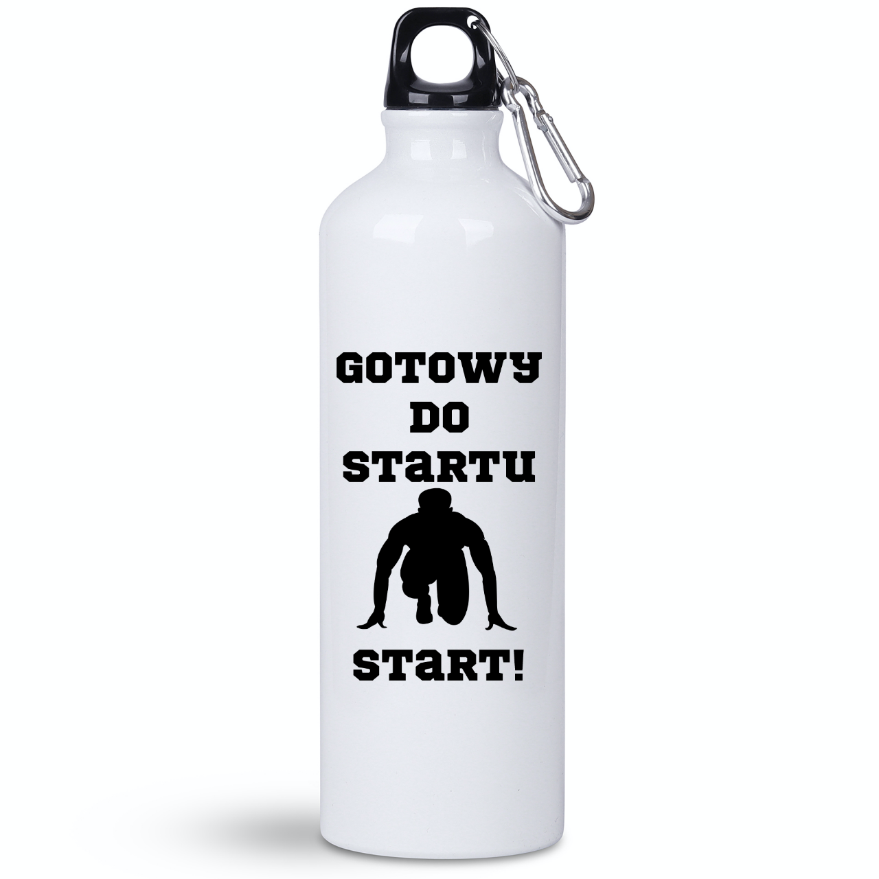 Bidon męski biały 800 ml z nadrukiem "Gotowy do startu, start!" – bieganie #6