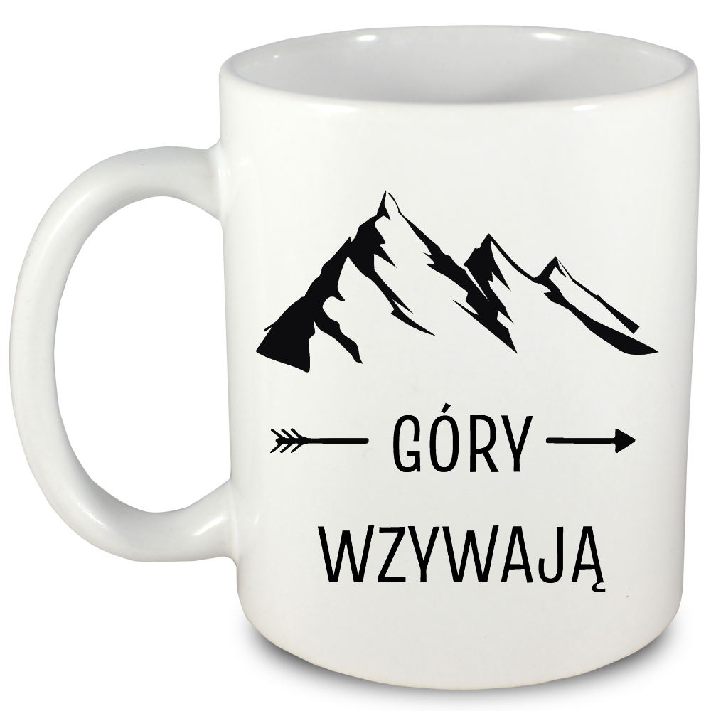 Kubek biały z nadrukiem "Góry wzywają" - trekking, wyprawy #3