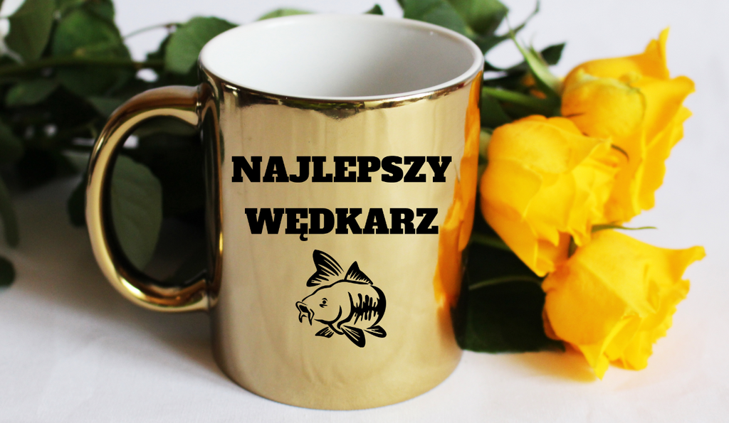 Kubek złoty z nadrukiem "Najlepszy wędkarz" – wędkarstwo #3