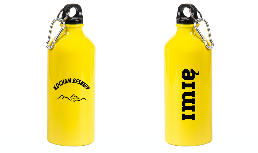 Butelka żółta 600 ml z nadrukiem „Kocham Beskidy” – góry #2