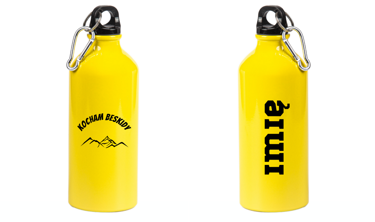 Butelka żółta 600 ml z nadrukiem „Kocham Beskidy” – góry #2