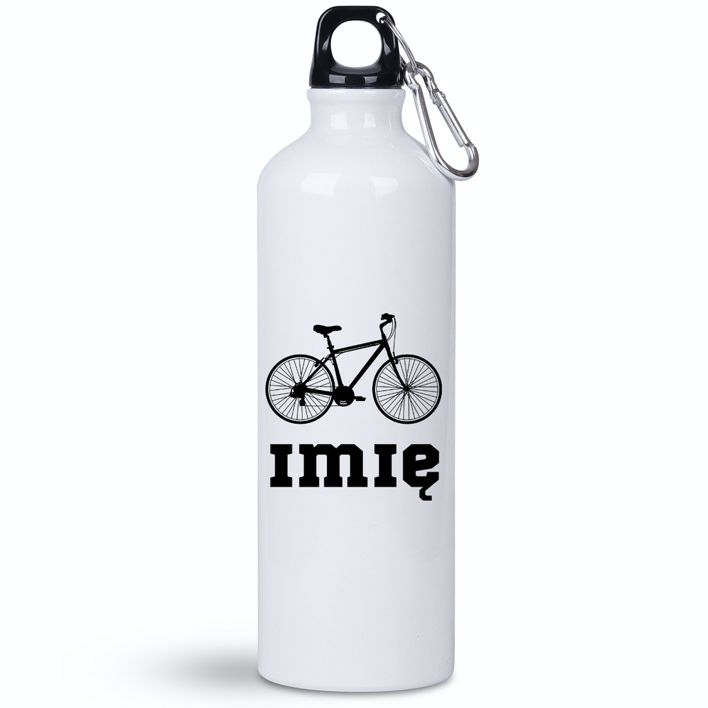 Butelka biała 800 ml na rower z grafiką roweru oraz dowolnym imieniem – dla rowerzystów #12