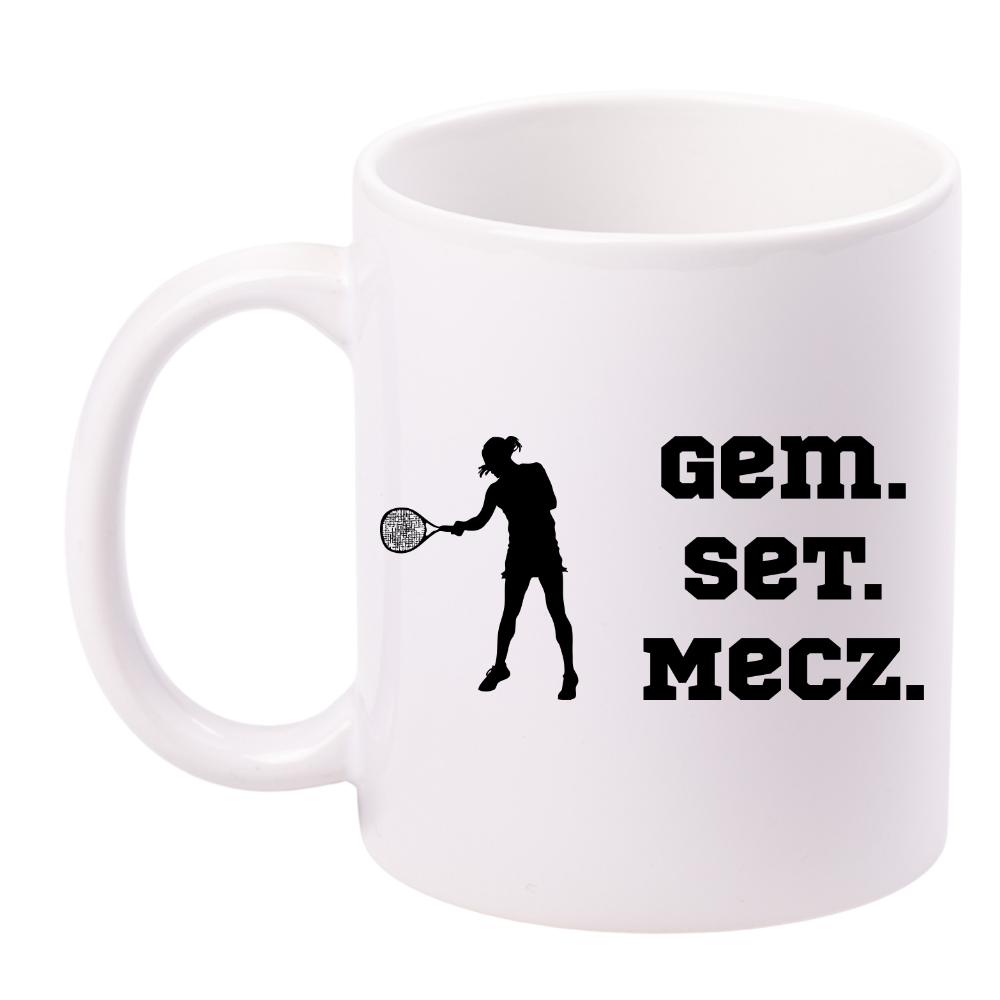 Kubek biały 330 ml z napisem "GEM SET MECZ" damski #7