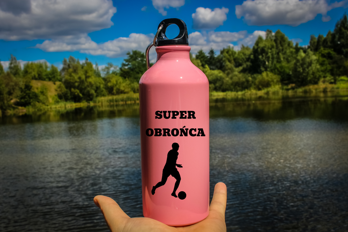 Butelka różowa 600 ml z napisem "Super Obrońca" #5