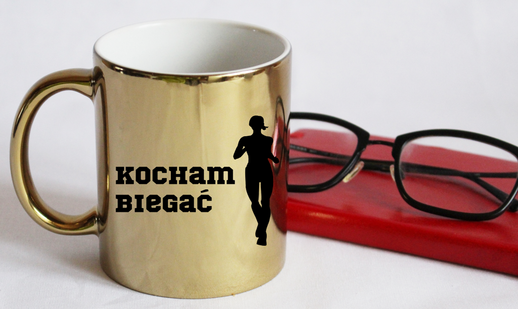 Kubek złoty prezent dla biegaczki – nadruk "Kocham Biegać" #4