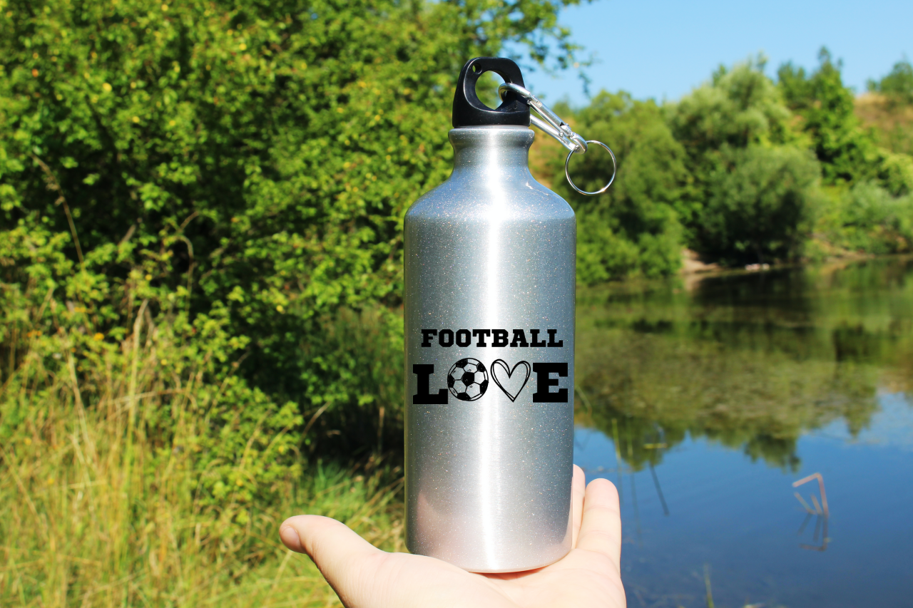 Butelka srebrna 500 ml dla kibica piłki nożnej z napisem "FOOTBALL LOVE" #12