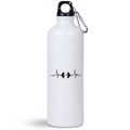 Butelka biała 800 ml na siłownię z linią życia i grafiką hantli – siłownia #5