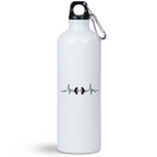 Butelka biała 800 ml na siłownię z linią życia i grafiką hantli – siłownia #5