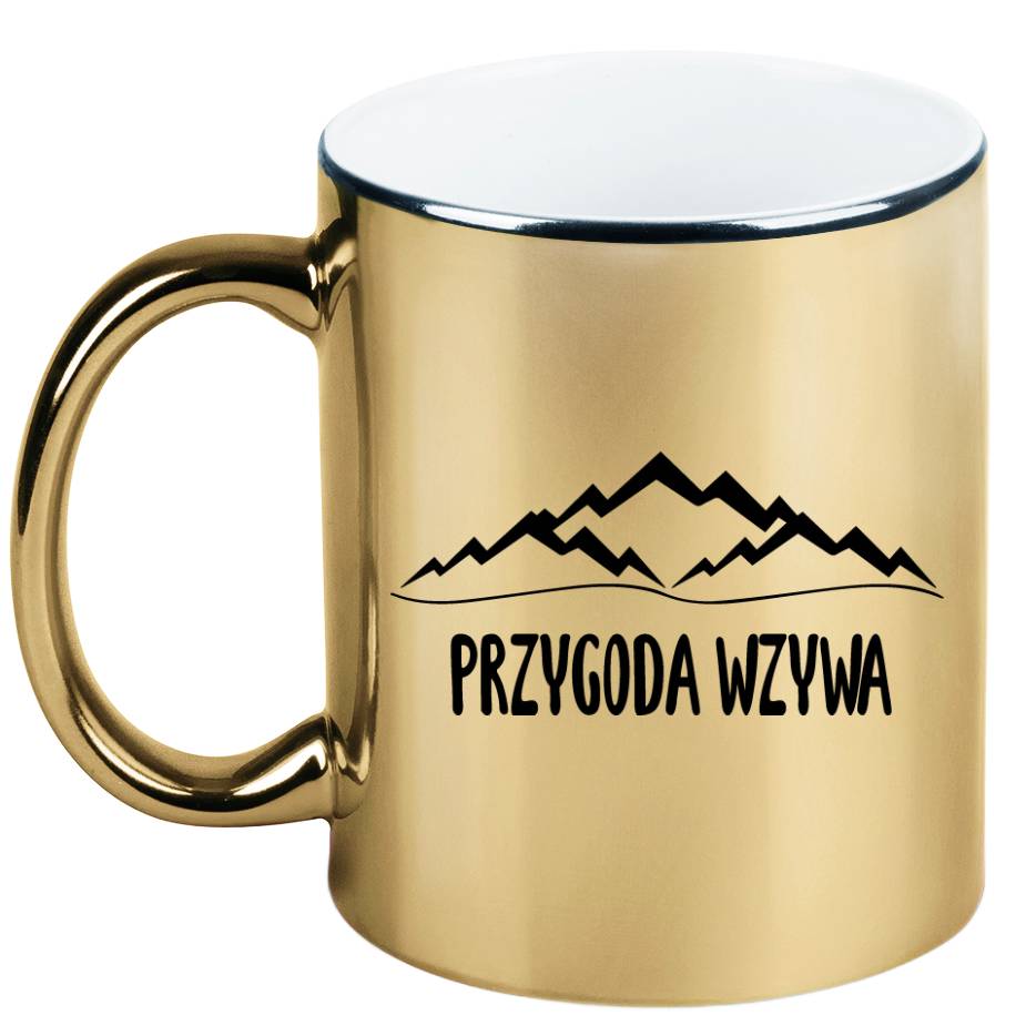 Kubek złoty z nadrukiem „Przygoda wzywa” – podróż, trekking #6