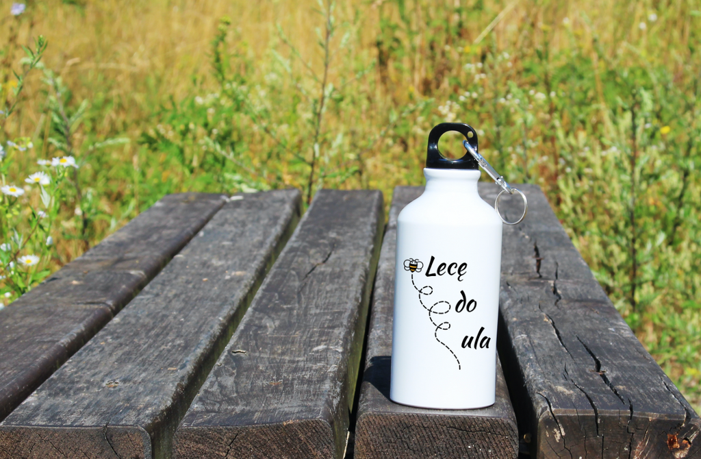 Bidon biały 400 ml z nadrukiem „Lecę do ula” – pszczelarstwo #7