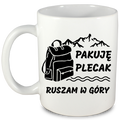 Kubek biały z nadrukiem „Pakuję plecak, ruszam w góry” #3