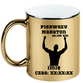 Kubek złoty – pamiątka po pierwszym maratonie + imię i czas – bieganie #10