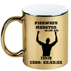 Kubek złoty – pamiątka po pierwszym maratonie + imię i czas – bieganie #10