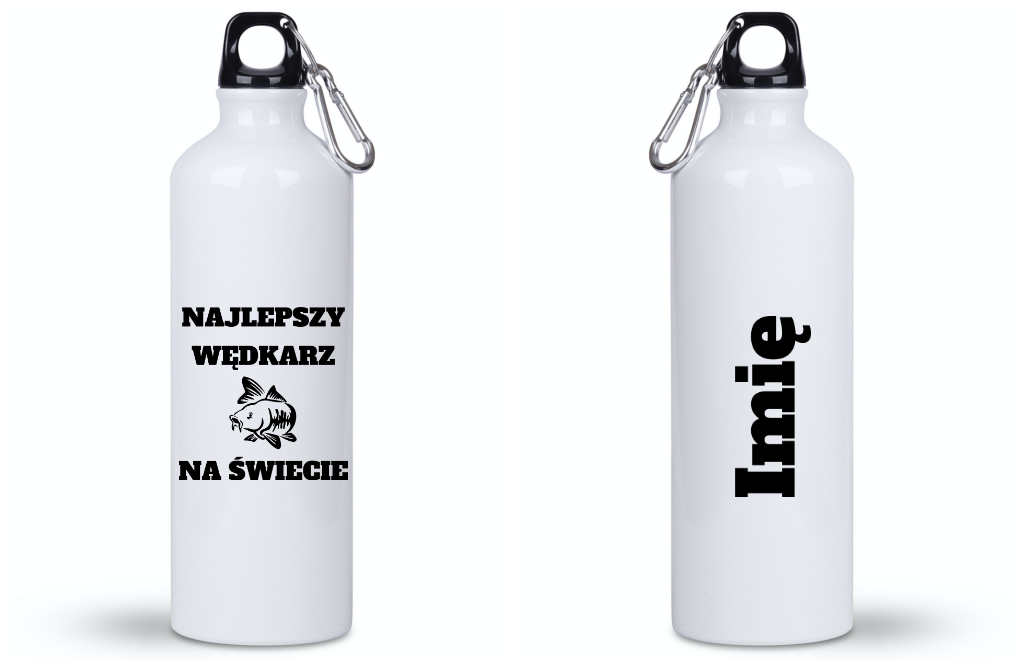 Butelka biała 800 ml z nadrukiem "Najlepszy wędkarz na świecie" – wędkarstwo #6