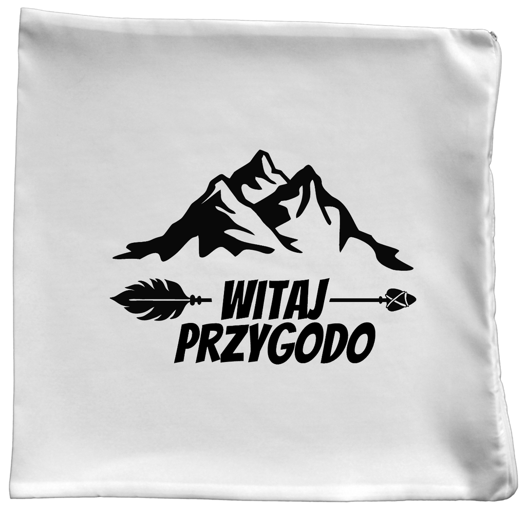 Poduszka z nadrukiem „Witaj przygodo” – podróże, przygoda, camping #11