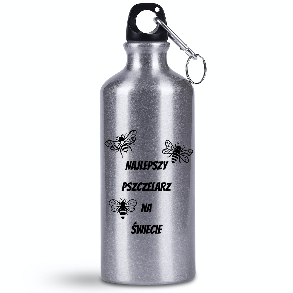 Butelka srebrna 500 ml z nadrukiem "Najlepszy pszczelarz na świecie" #1