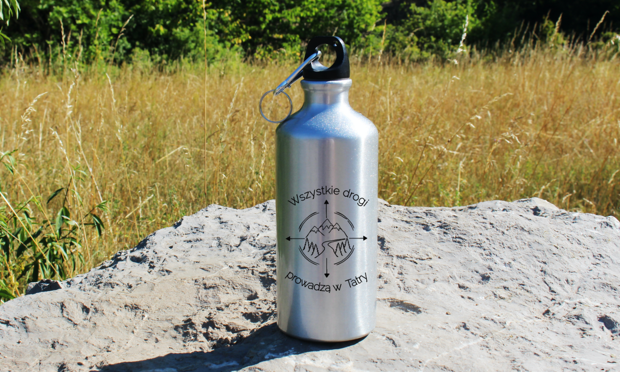 Bidon srebrny 500 ml z grafiką „Wszystkie drogi prowadzą w Tatry” – góry, Podhale, Zakopane #10