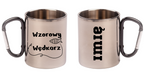 Kubek metalowy 300 ml z czarnym karabińczykiem i nadrukiem „Wzorowy Wędkarz” #1