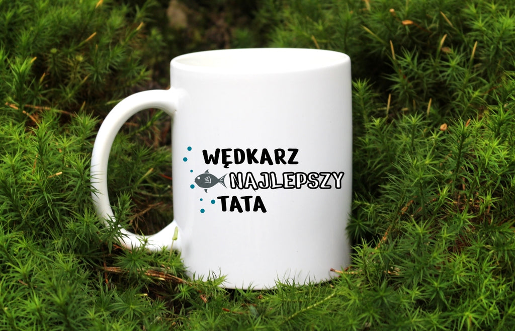 Kubek biały z nadrukiem: "Najlepszy wędkarz tata" - na dzień ojca, wędkarstwo #10