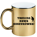 Kubek złoty z nadrukiem "Trening Kawa Koszykówka" #1