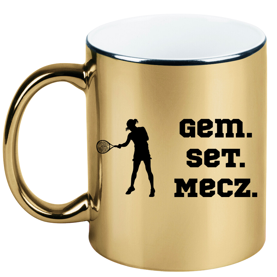 Kubek złoty 330 ml z napisem "GEM SET MECZ" – damski #4